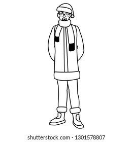 young man with beard and winter clothes