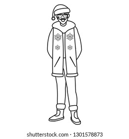 young man with beard and winter clothes