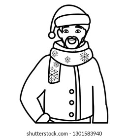 young man with beard and winter clothes