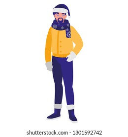 young man with beard and winter clothes