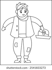 Young man with beard and winter clothes vector image For Kids.