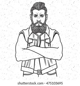 Young Man Bearded Biker Hand Drawing Stock Vector (Royalty Free) 475103695  | Shutterstock