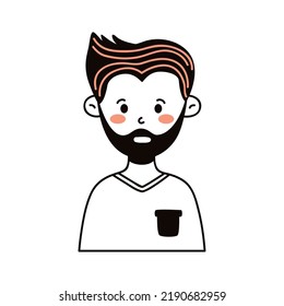 young man bearded character icon