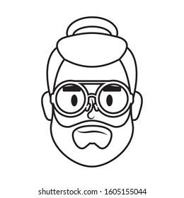 young man bearded with hat and eyeglasses vector illustration design