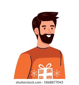 junger Mann mit Wintermantel, Vektorgrafik-Design