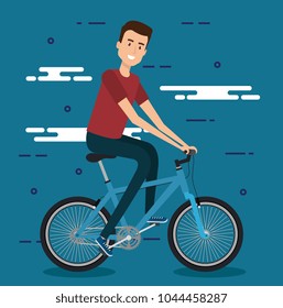 young man with bicycle