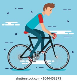 young man with bicycle