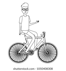 young man in bicycle