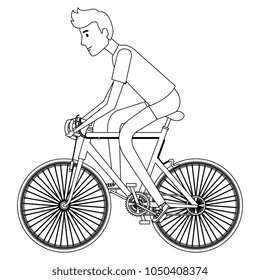 young man in bicycle