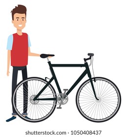 young man in bicycle