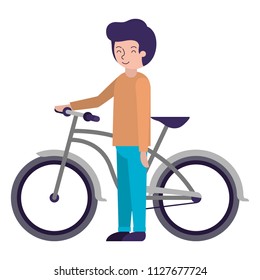 young man with bicycle avatar character