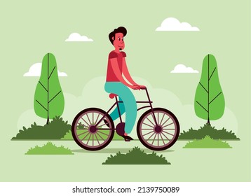 young man in bicycle car free day