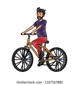 Young man with bicycle scribble