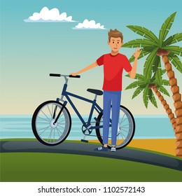 Young man with bike