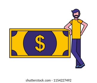 young man with bill dollar avatar character