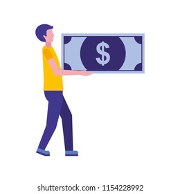 young man with bill dollar avatar character