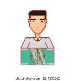 young man with bill dollar money