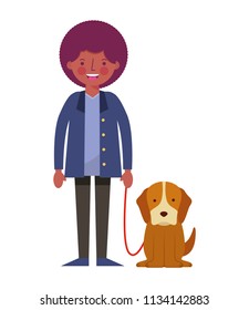 young man black with dog mascot avatar character
