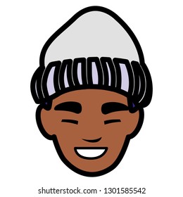 young man black head avatar character
