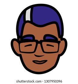 young man black head avatar character