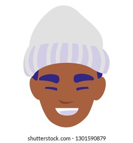 young man black head with winter hat