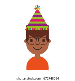 young man black with party hat character