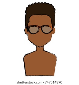 young man black shirtless avatar character