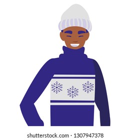 young man black with winter clothes