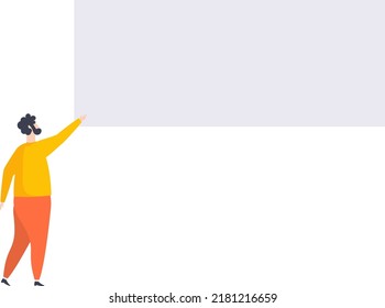 Young man with blank poster on white background. Speech, a demonstration by activists with placards in their hands. Flat vector illustration.