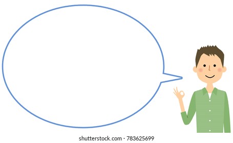 Young man with blank text bubble,Balloon