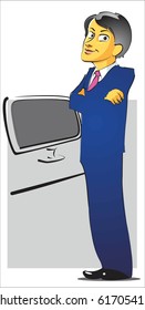 Young man in blue suit