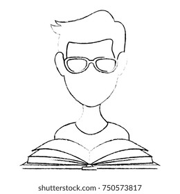 young man with book reading