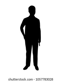 Young man with book silhouette vector