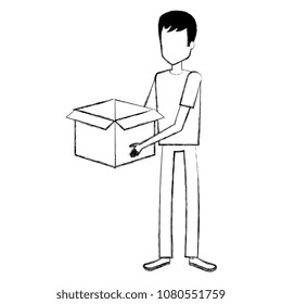 young man with box character