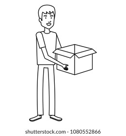 young man with box character
