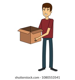 young man with box character
