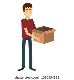 young man with box character