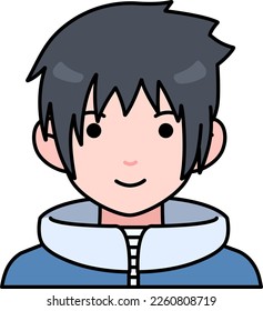 Junge Mann Junge Avatar Benutzer Menschen überziehen Winterfarben Outline Stil