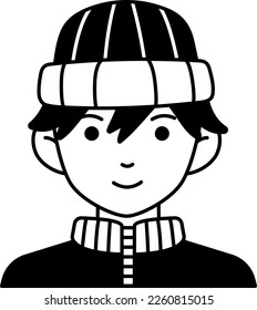 Young man boy avatar User person coat winter hat Semi-Solid Transparent Style
