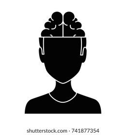 young man with brain avatar character