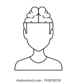 young man with brain avatar character