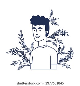 young man with branch with leaf character