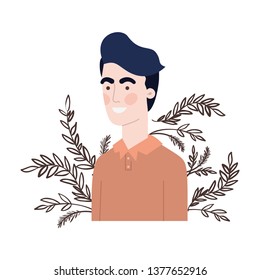 young man with branch with leaf character