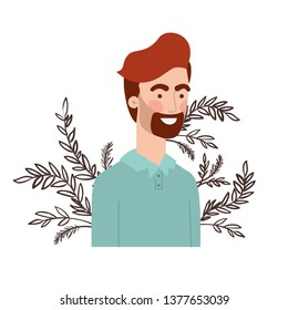 young man with branch with leaf character