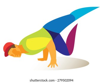 A young man is a break dancer dancer who dances the bottom break