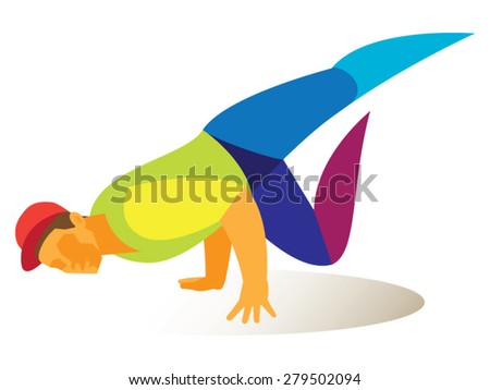 A young man is a break dancer dancer who dances the bottom break