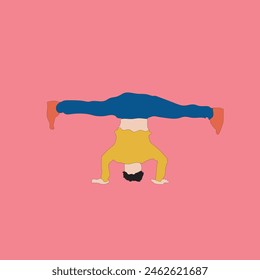 young man breakdancing vector illustration 