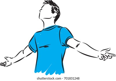 young man breathing concept vector illustration