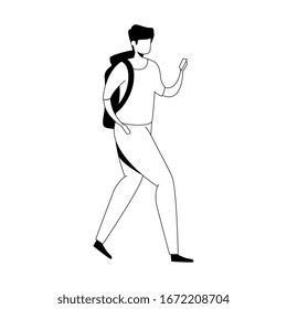 young man with briefcase avatar character icon vector illustration design