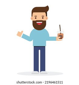 Young man with Bubbles for speech thinking